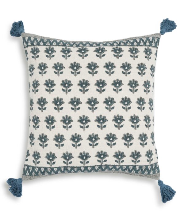 Blossom 20" Printed Cotton Tassel Throw Pillow Cover - Luxe Home Furnishings (Jersey City, NJ)