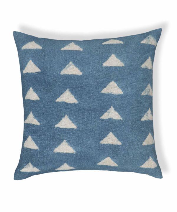 Indigo Triangles 20" Cotton Square Throw Pillow Cover - Luxe Home Furnishings (Jersey City, NJ)