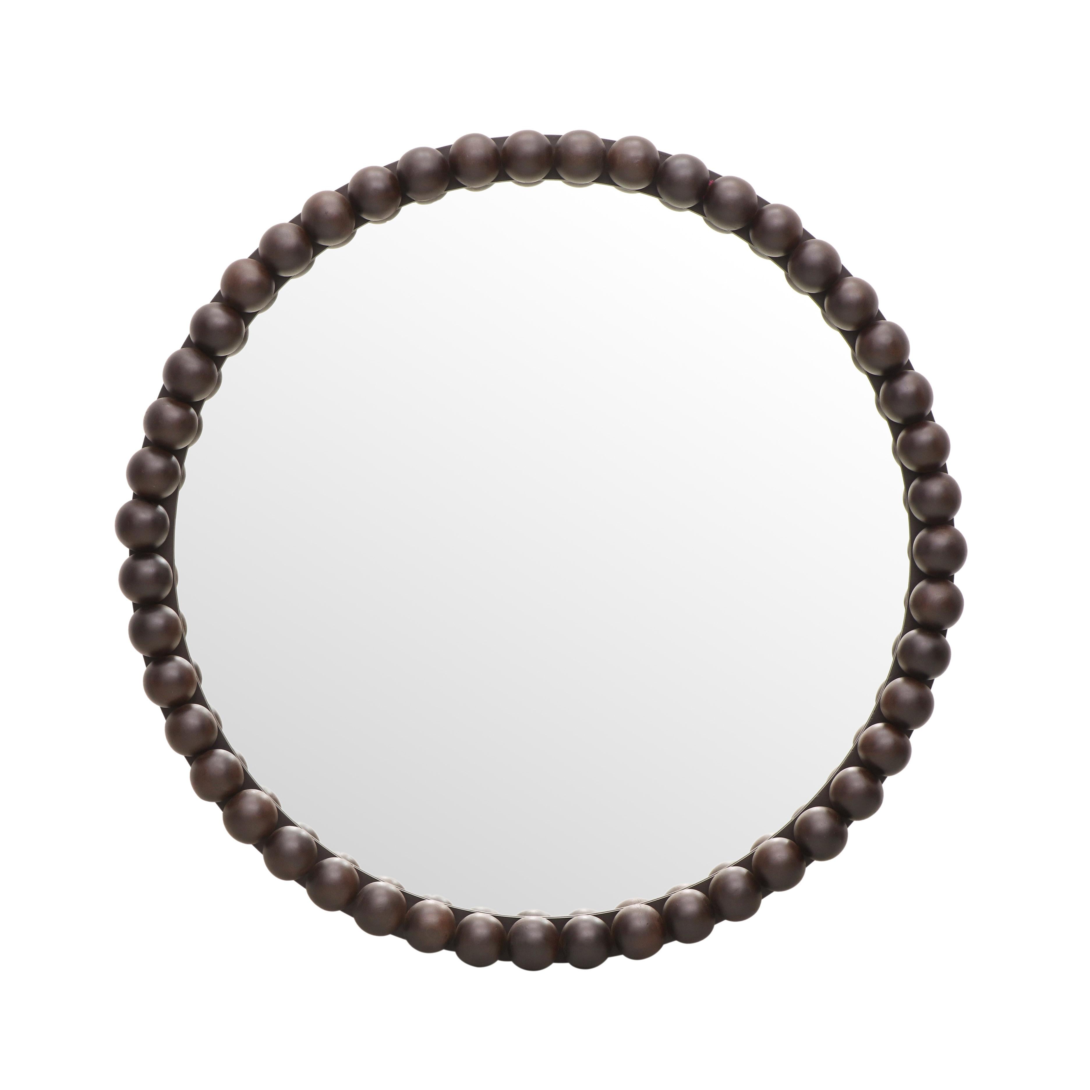 Baria 30" Wooden Round Wall Mirror - Luxe Home Furnishings (Jersey City, NJ)