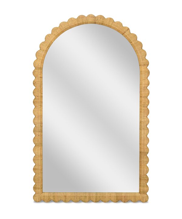 Bama 48" x 79" Jumbo Natural Rattan Arched Wall Mirror - Luxe Home Furnishings (Jersey City, NJ)