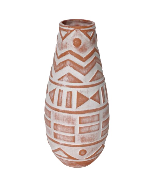 Earthenware Aztec Teardrop Flower Vase in Terracotta - Luxe Home Furnishings (Jersey City, NJ)