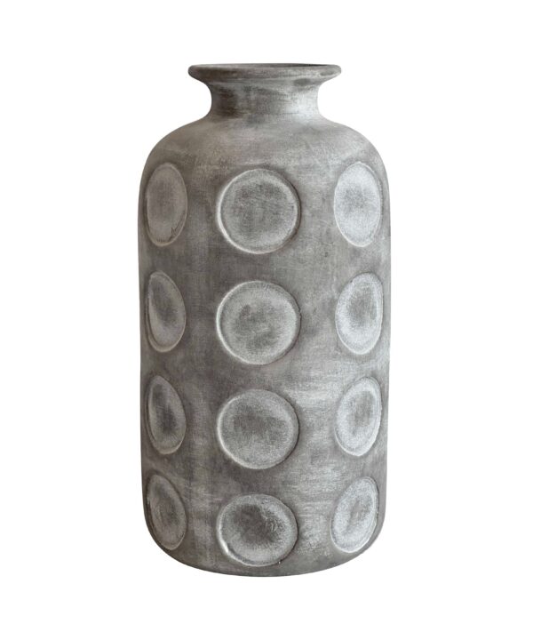 Earthenware Aztec Tub Flower Vase in Grey - Luxe Home Furnishings (Jersey City, NJ)