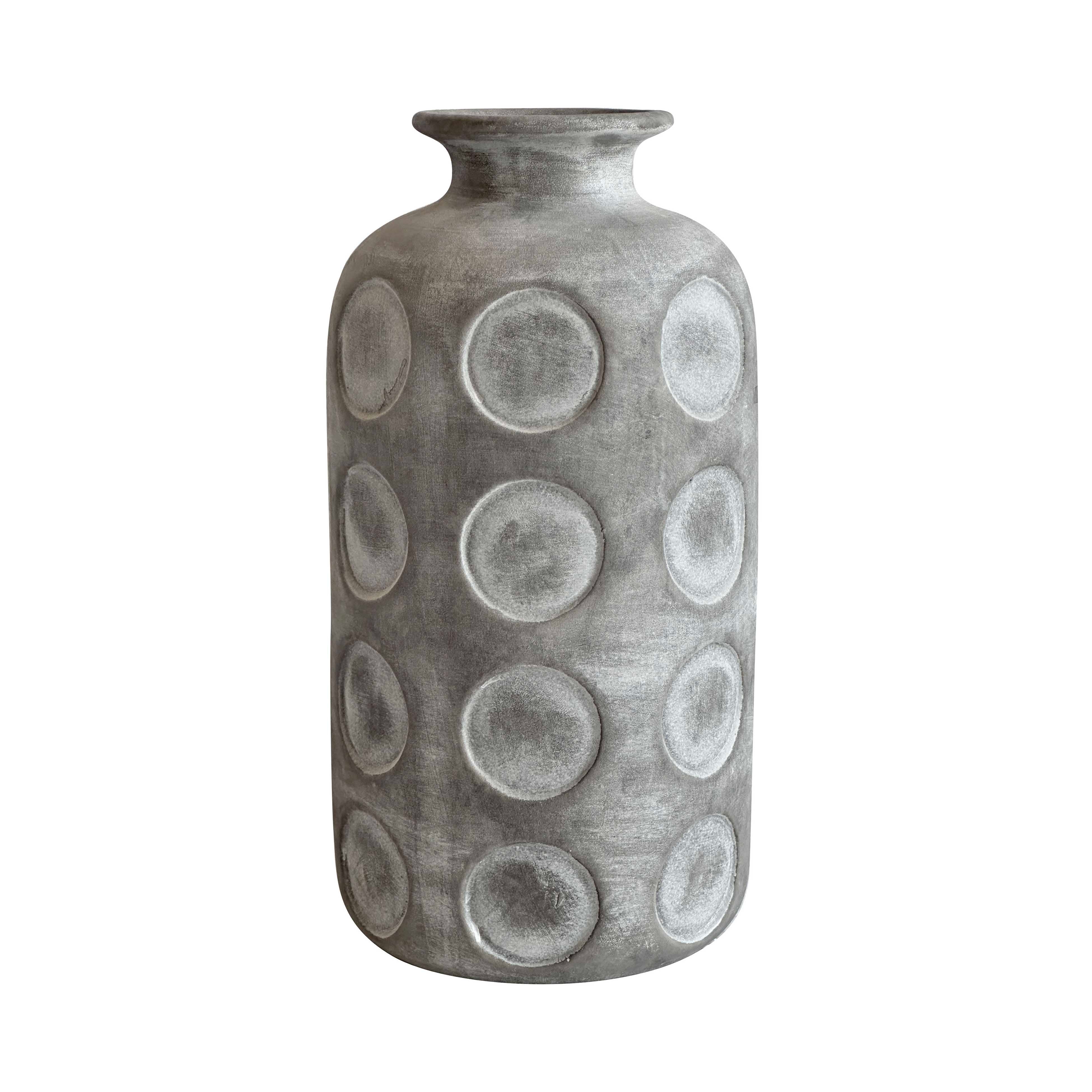 Earthenware Aztec Tub Flower Vase in Grey - Luxe Home Furnishings (Jersey City, NJ)