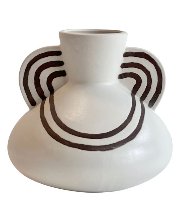 Ceramic Line Art Wide-Bodied Vase - Luxe Home Furnishings (Jersey City, NJ)