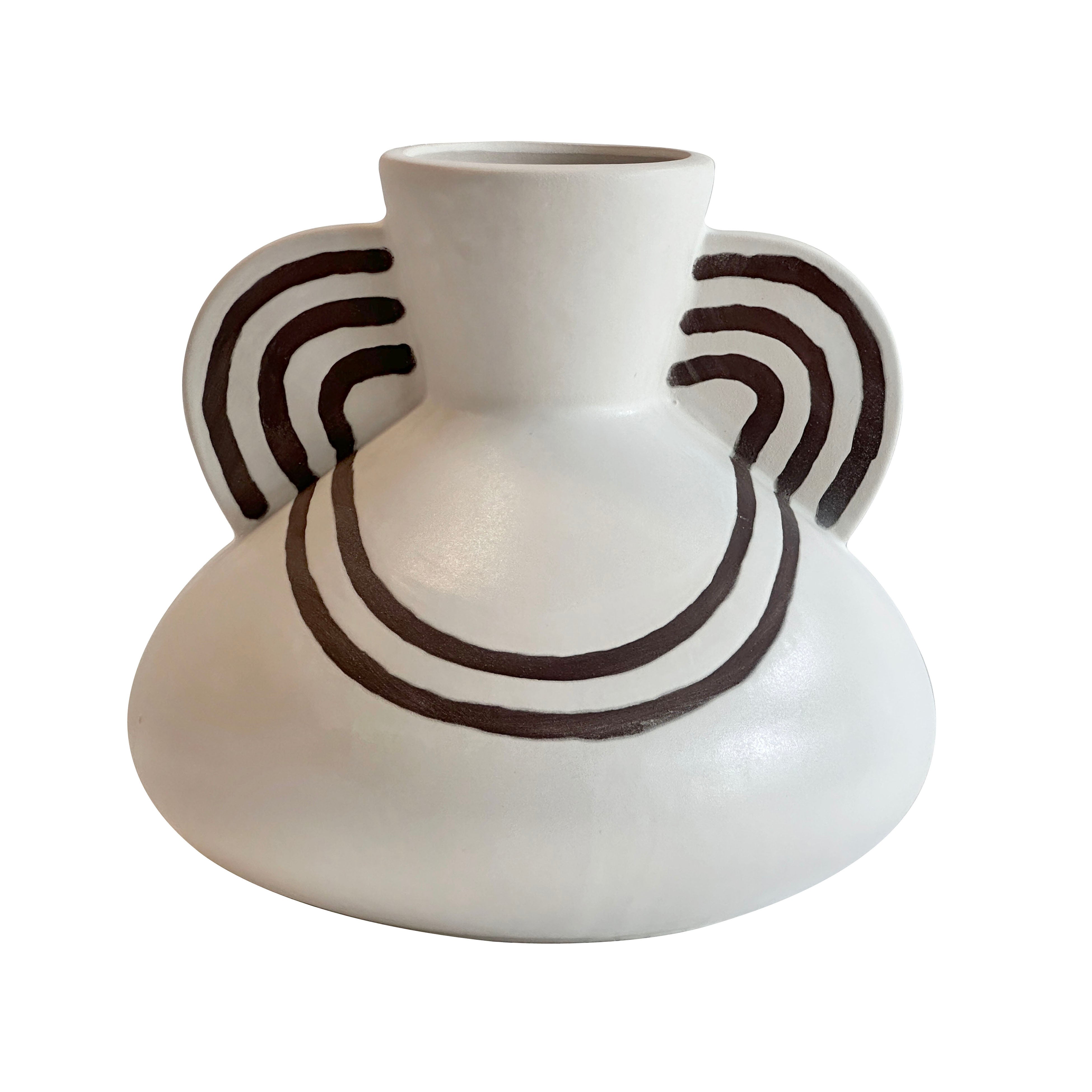 Ceramic Line Art Wide-Bodied Vase - Luxe Home Furnishings (Jersey City, NJ)
