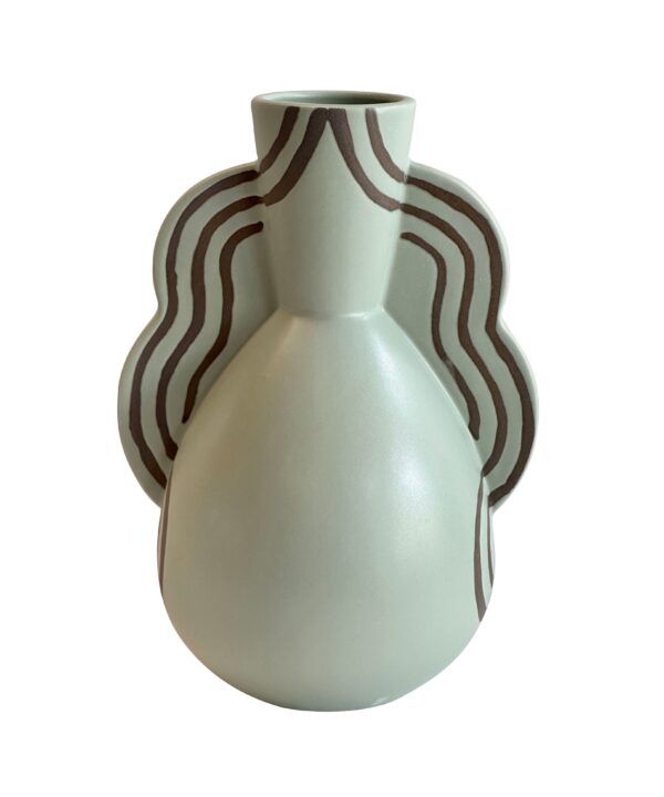 Ceramic Line Art Wavy Vase - Luxe Home Furnishings (Jersey City, NJ)