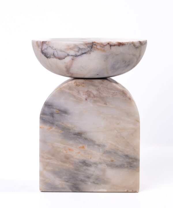 Marble White Brown Balanced Candle Holder - Luxe Home Furnishings (Jersey City, NJ)