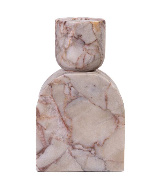Marble White Brown Foundation Candle Holder - Luxe Home Furnishings (Jersey City, NJ)