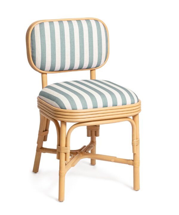 Dorine Striped Performance Linen & Rattan Dining Chair - Luxe Home Furnishings (Jersey City, NJ)