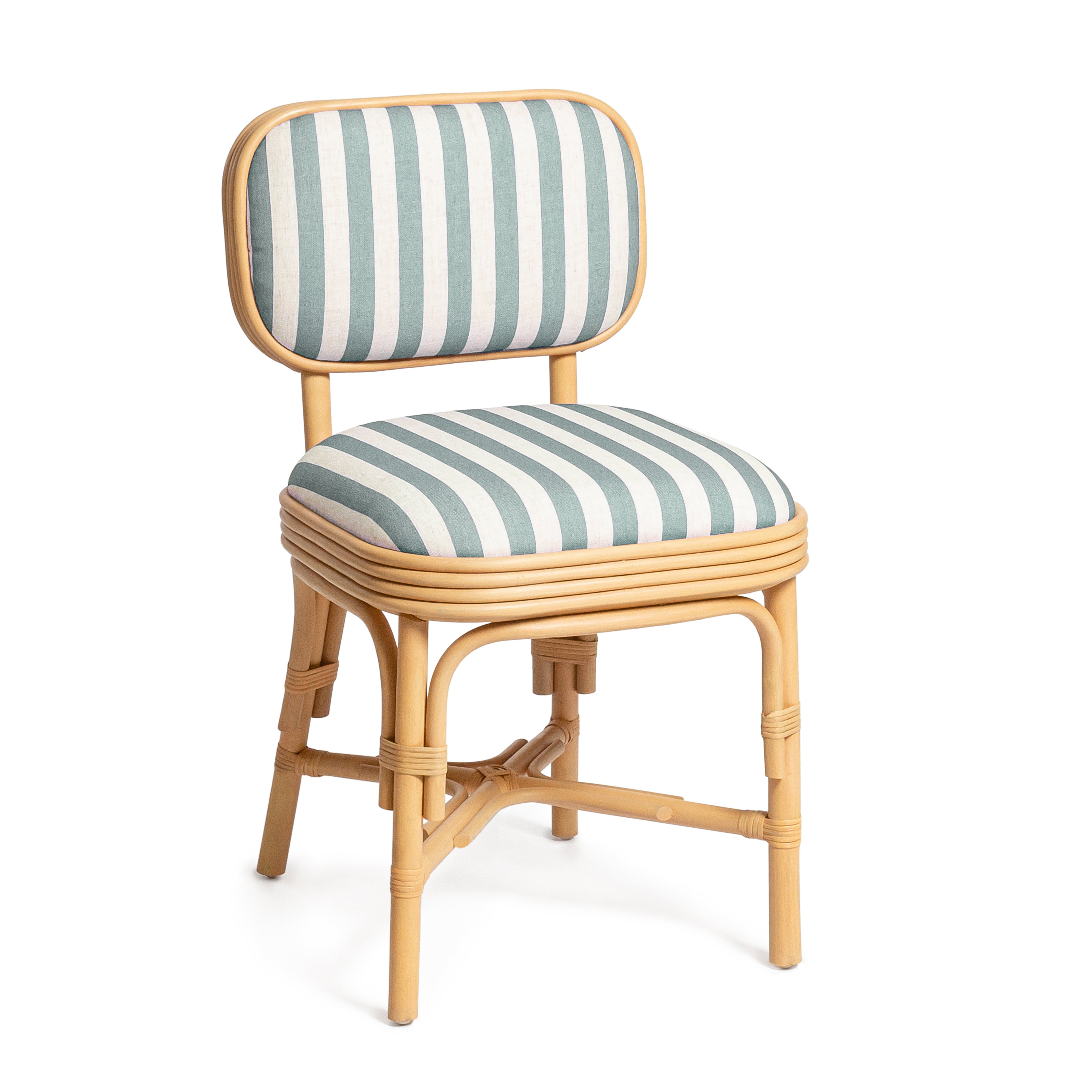Dorine Striped Performance Linen & Rattan Dining Chair - Luxe Home Furnishings (Jersey City, NJ)