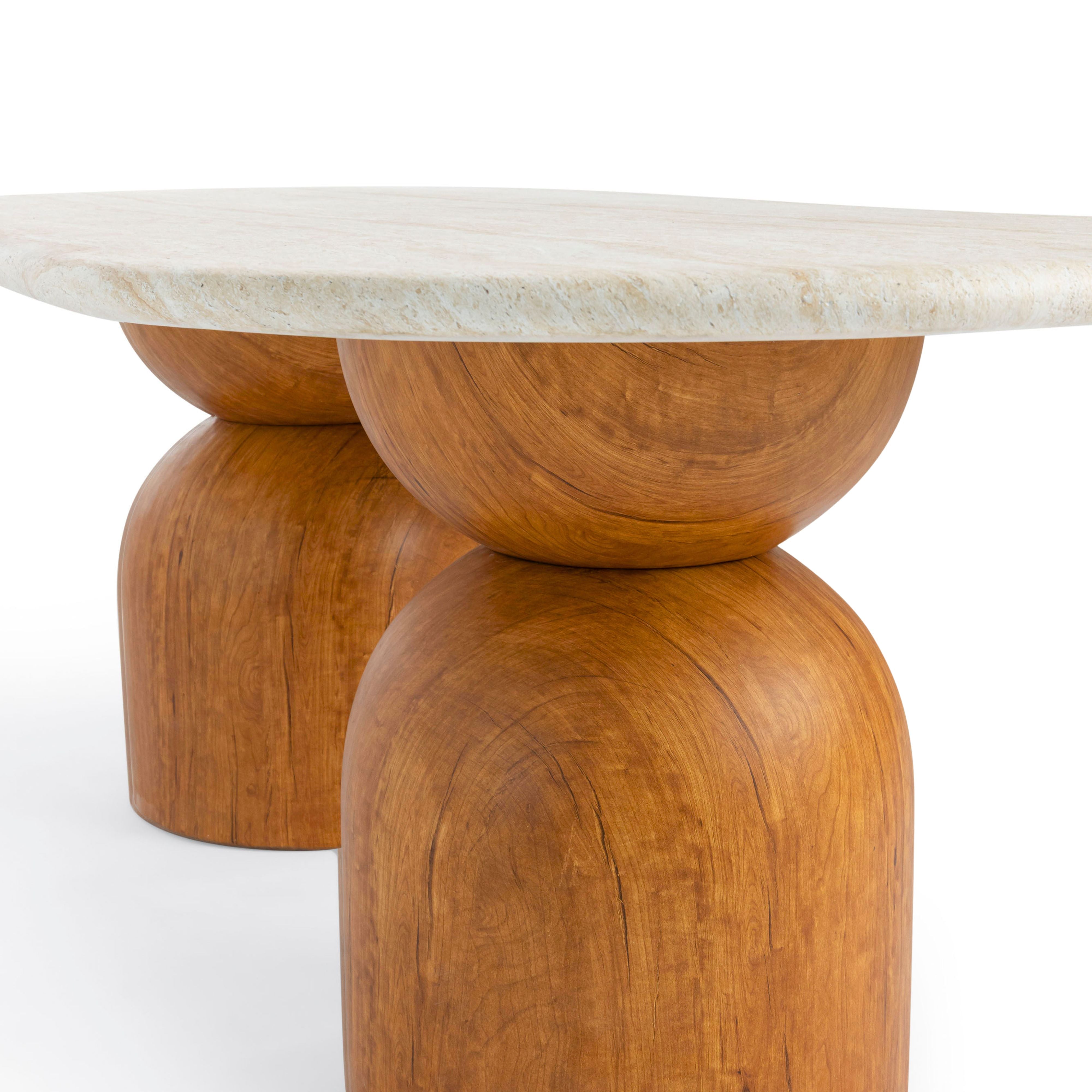 Cynthia 87" Faux Travertine Indoor/Outdoor Concrete Oval Dining Table - Luxe Home Furnishings (Jersey City, NJ)