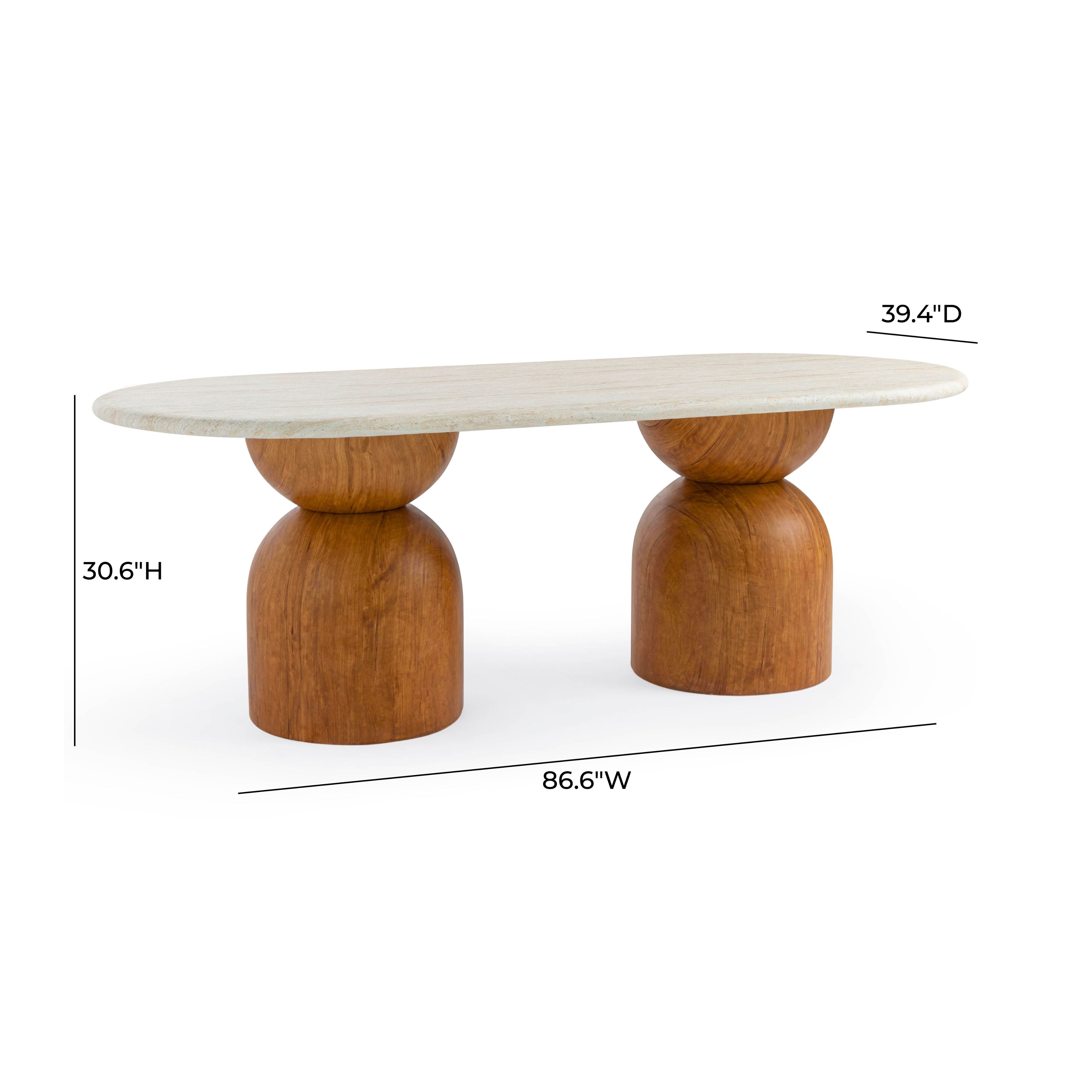 Cynthia 87" Faux Travertine Indoor/Outdoor Concrete Oval Dining Table - Luxe Home Furnishings (Jersey City, NJ)