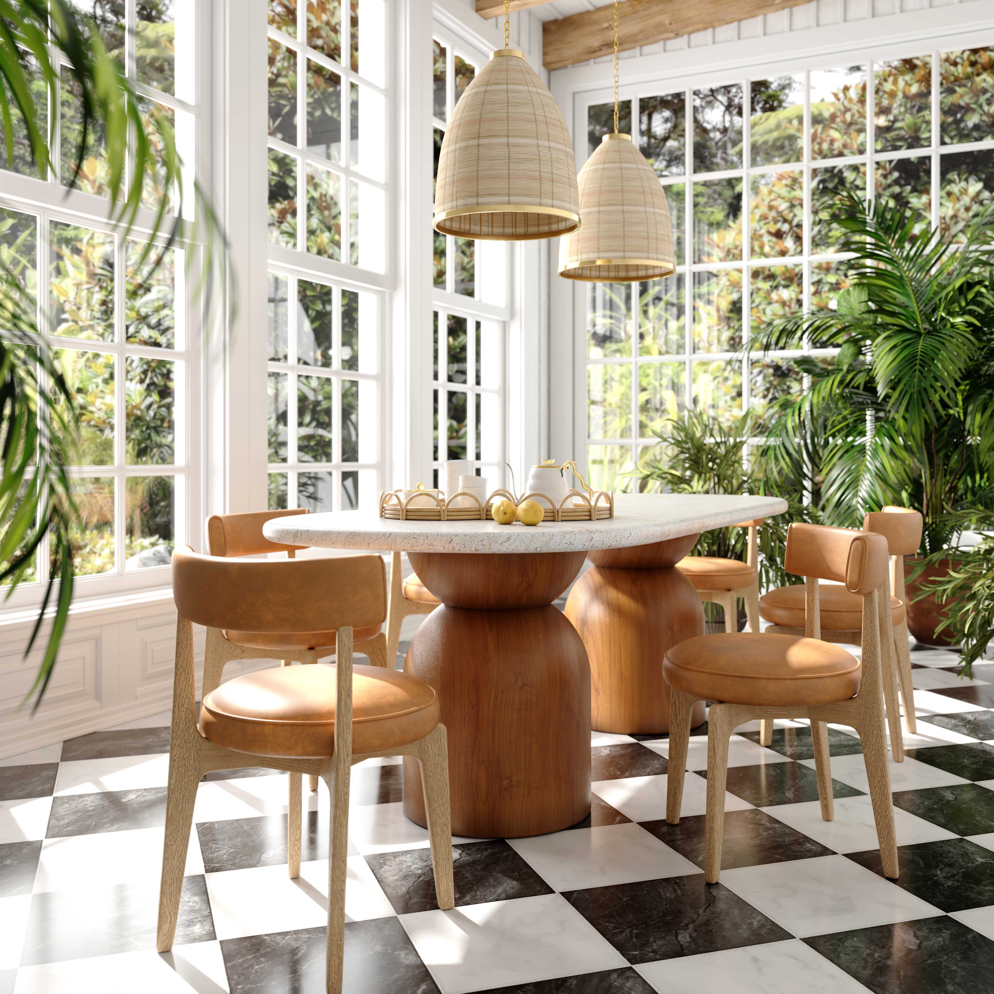 Cynthia 87" Faux Travertine Indoor/Outdoor Concrete Oval Dining Table - Luxe Home Furnishings (Jersey City, NJ)
