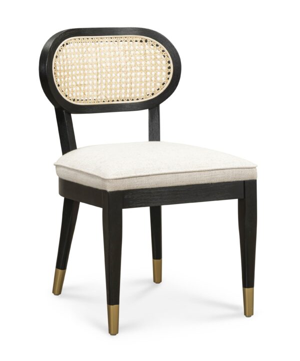 Cosette Black Dining Chair in Cream Performance Linen - Luxe Home Furnishings (Jersey City, NJ)