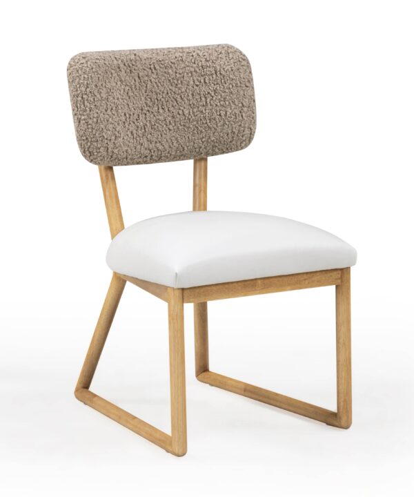Bobbie Cream Performance Vegan Leather and Grey Vegan Shearling Dining Chair - Luxe Home Furnishings (Jersey City, NJ)