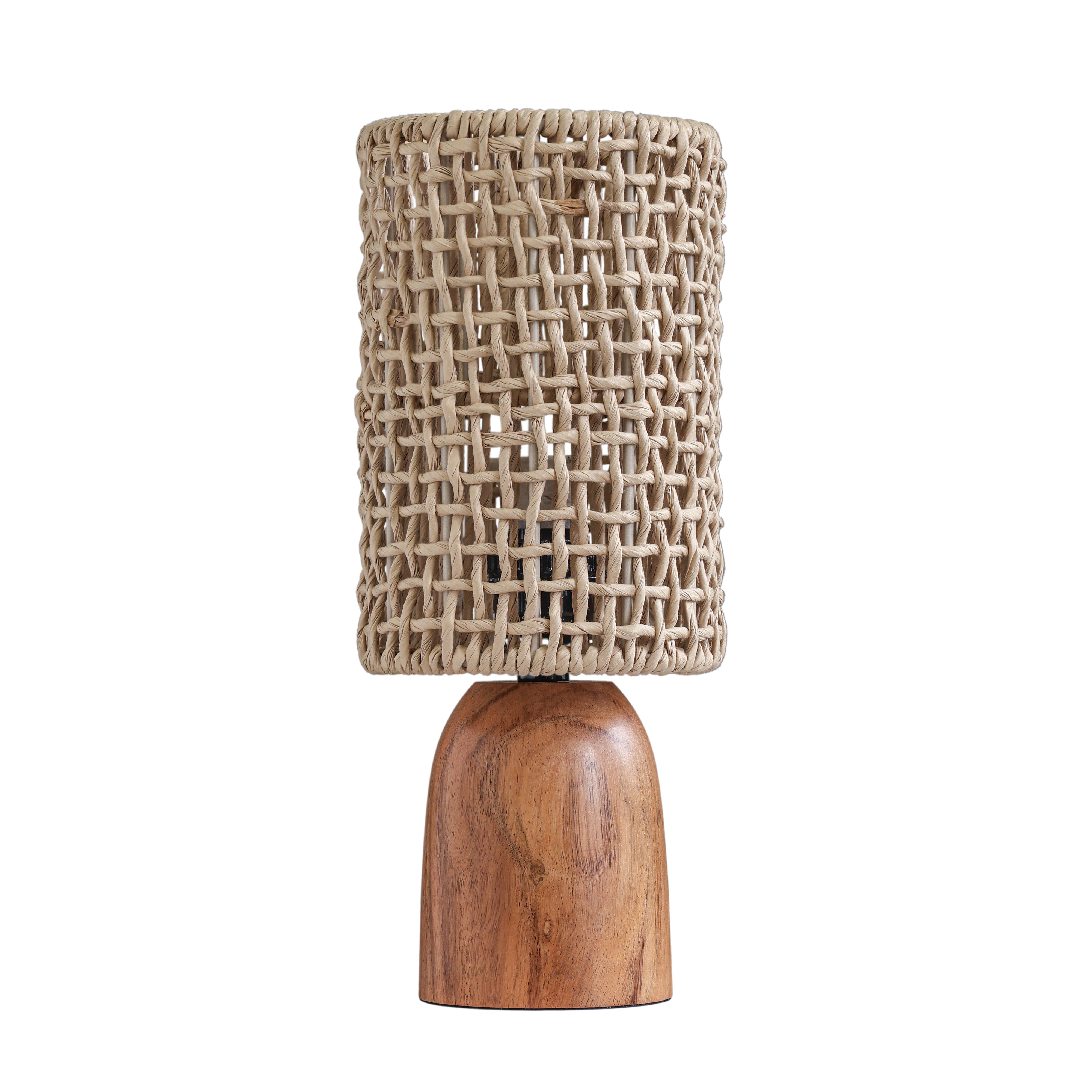 Kombu Natural Raffia and Wood Small Table Lamp - Luxe Home Furnishings (Jersey City, NJ)