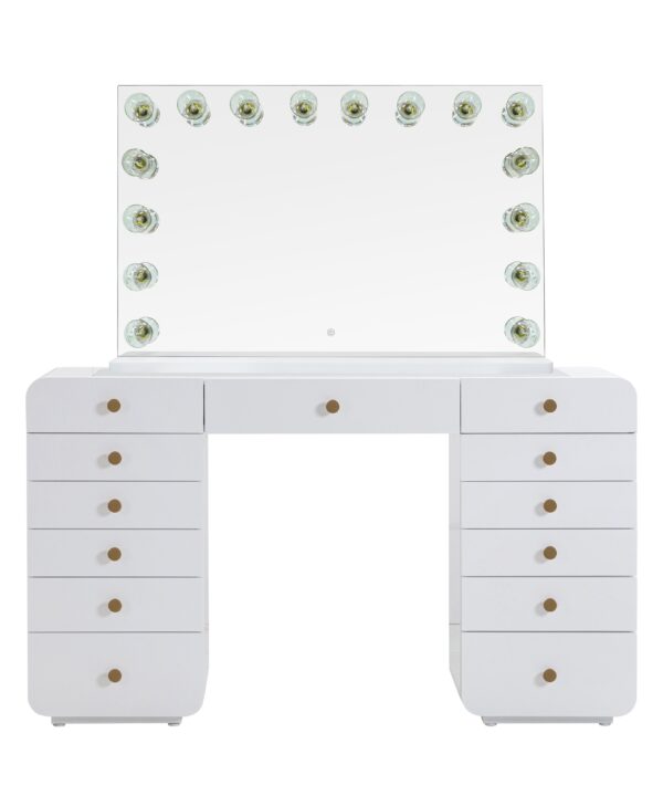 Hollywood 56" White Desk with Vanity Mirror - Luxe Home Furnishings (Jersey City, NJ)