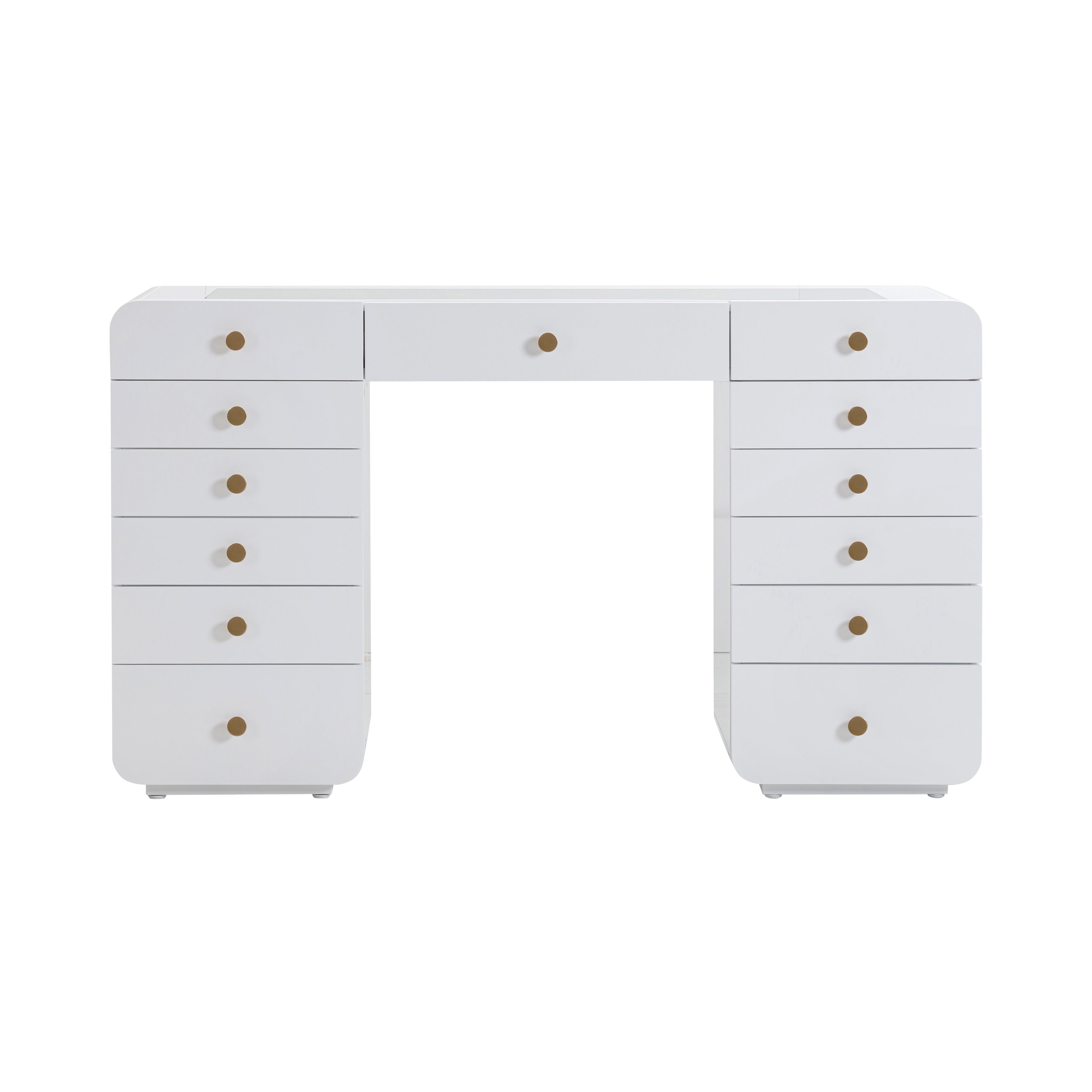Hollywood 56" White Desk with Vanity Mirror - Luxe Home Furnishings (Jersey City, NJ)