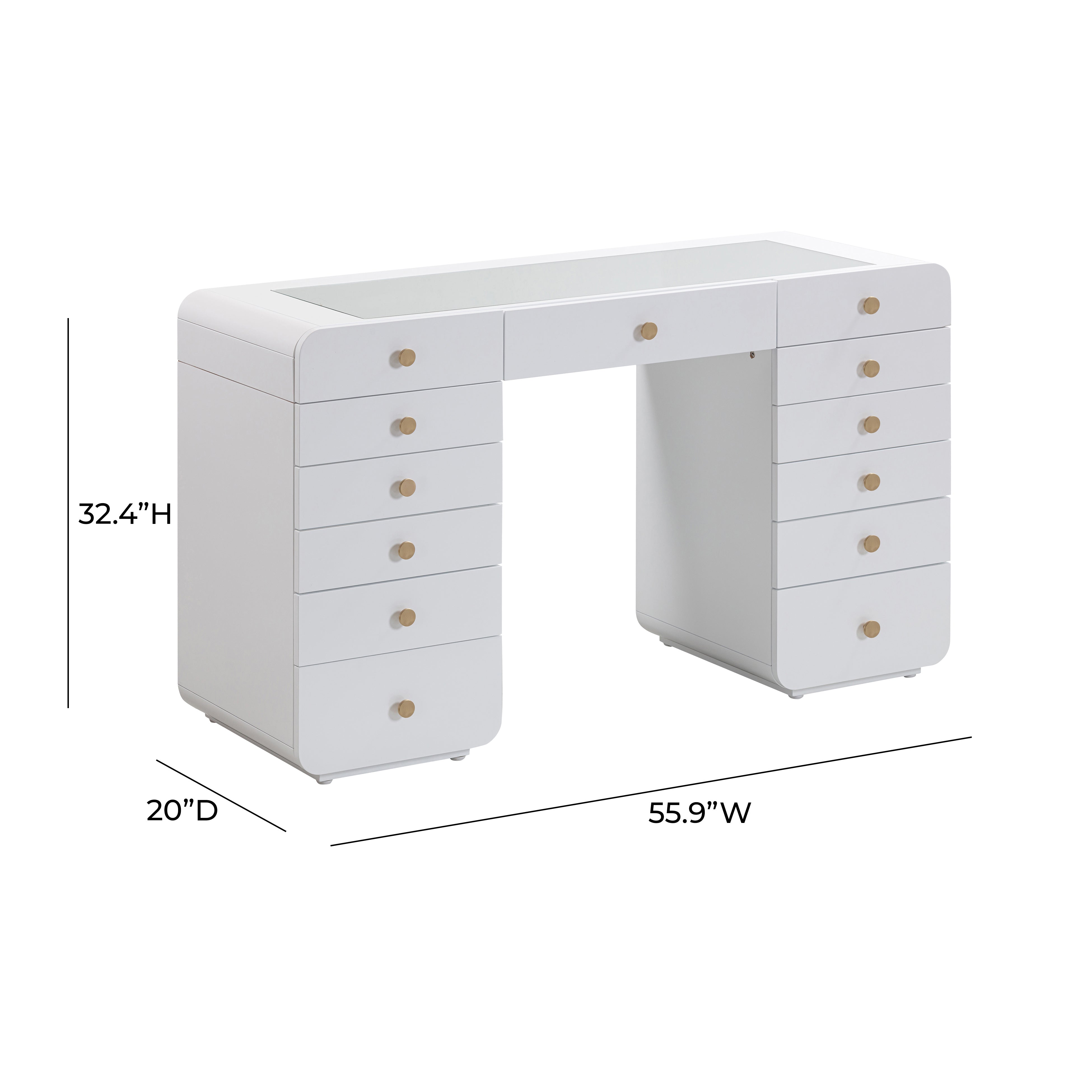 Hollywood 56" White Desk with Vanity Mirror - Luxe Home Furnishings (Jersey City, NJ)