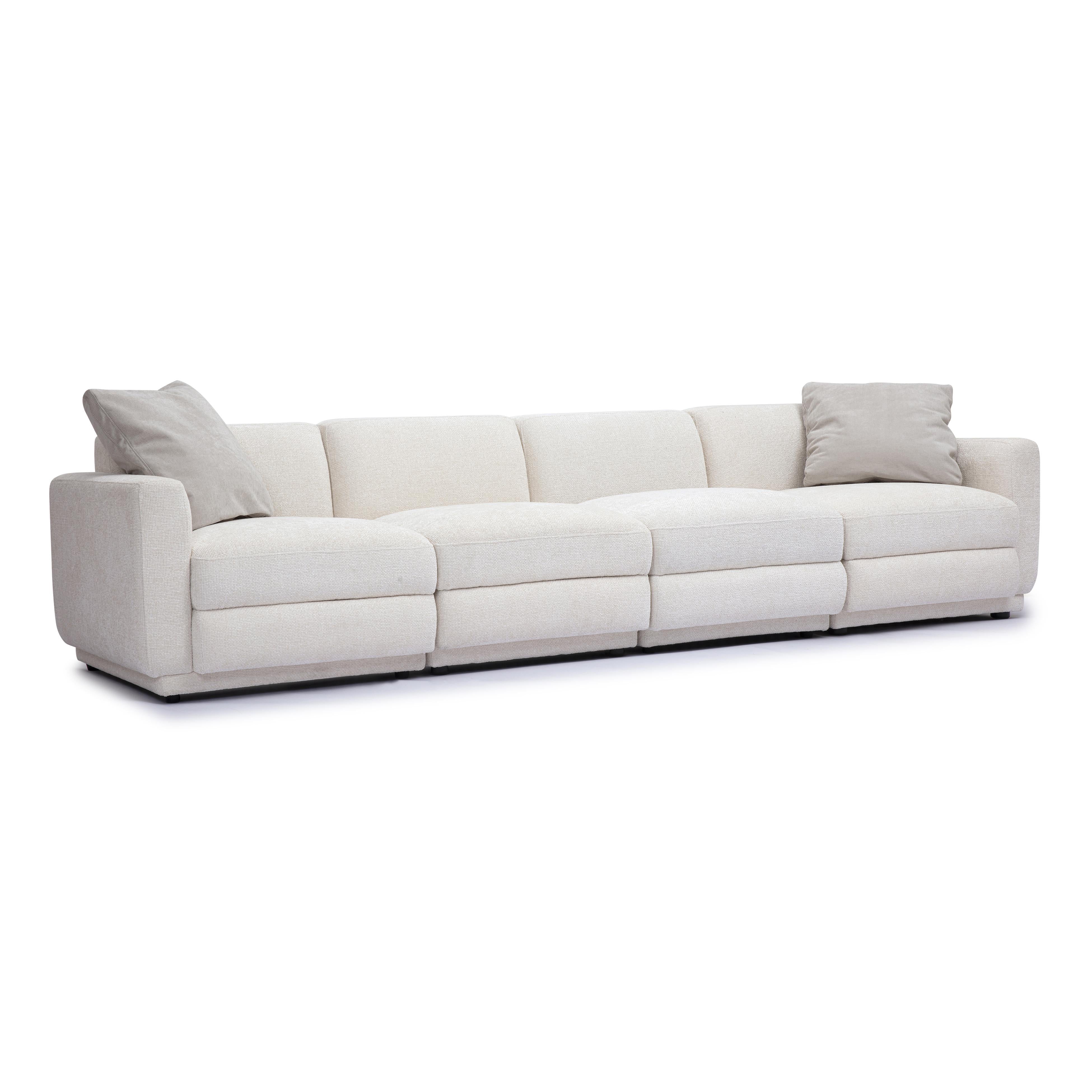 Perry 124" Cream Performance Chenille Modular Long Sofa - Luxe Home Furnishings (Jersey City, NJ)