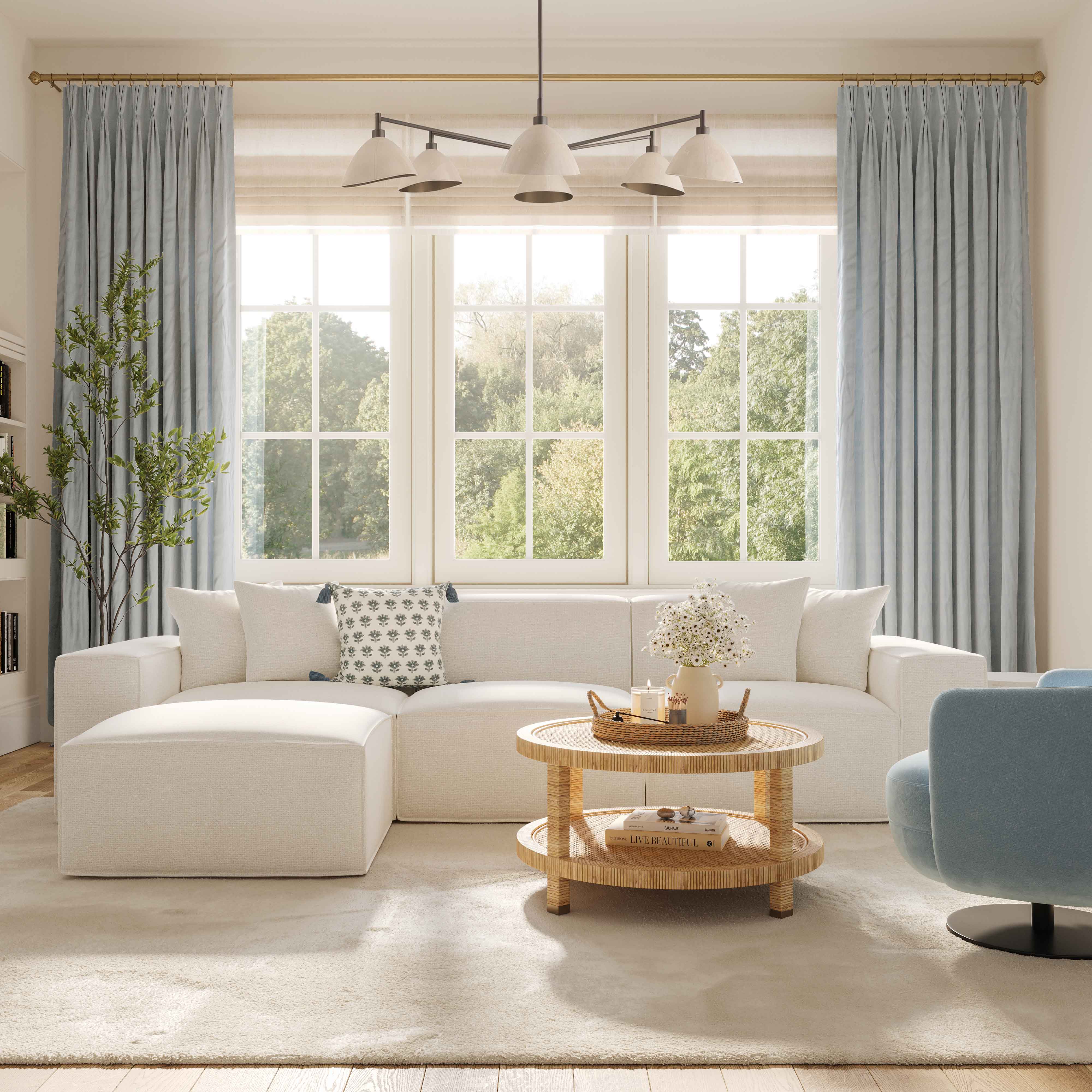 Mindy 4-Piece Performance Chenille Basketweave Modular Sectional - Luxe Home Furnishings (Jersey City, NJ)