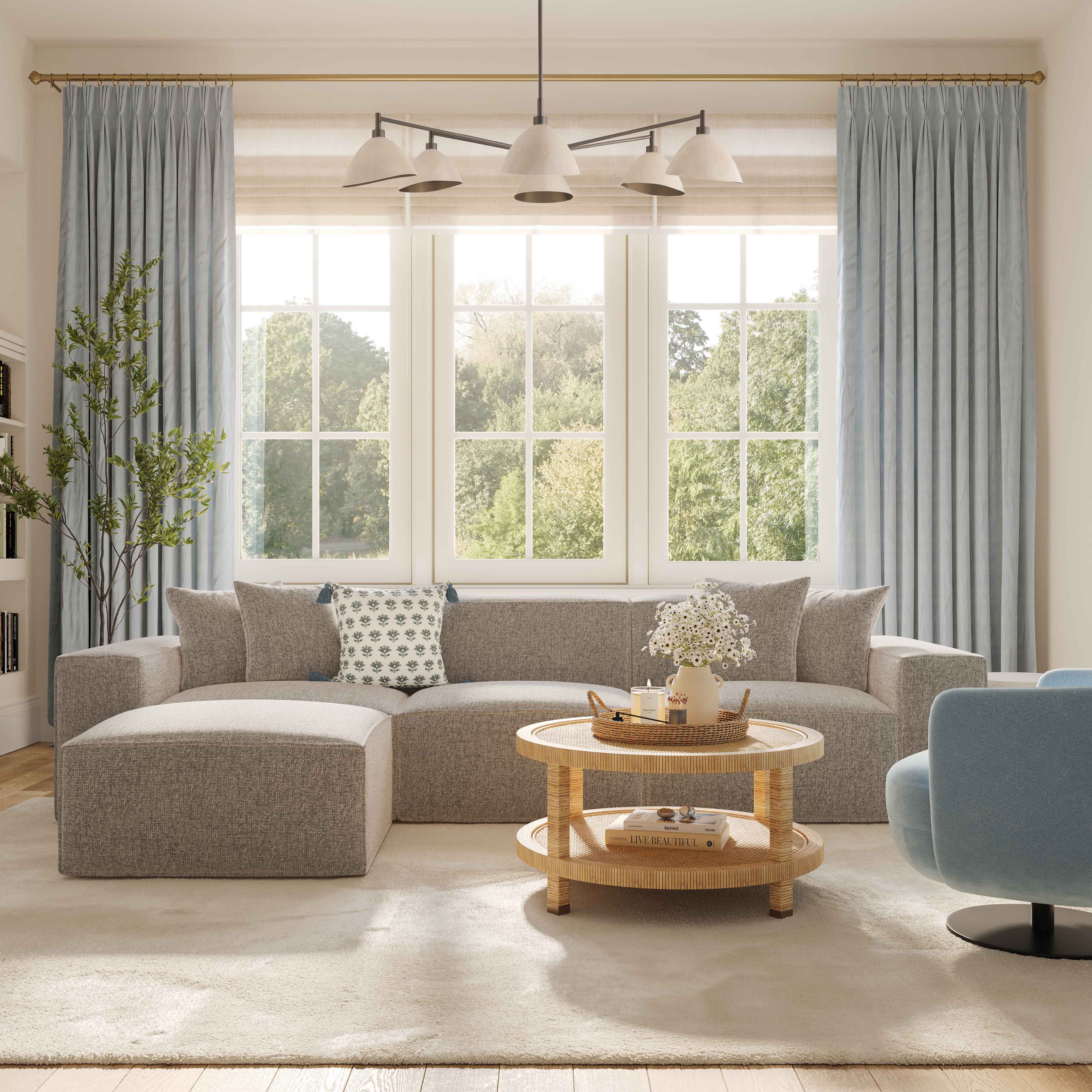 Mindy 4-Piece Performance Chenille Basketweave Modular Sectional - Luxe Home Furnishings (Jersey City, NJ)