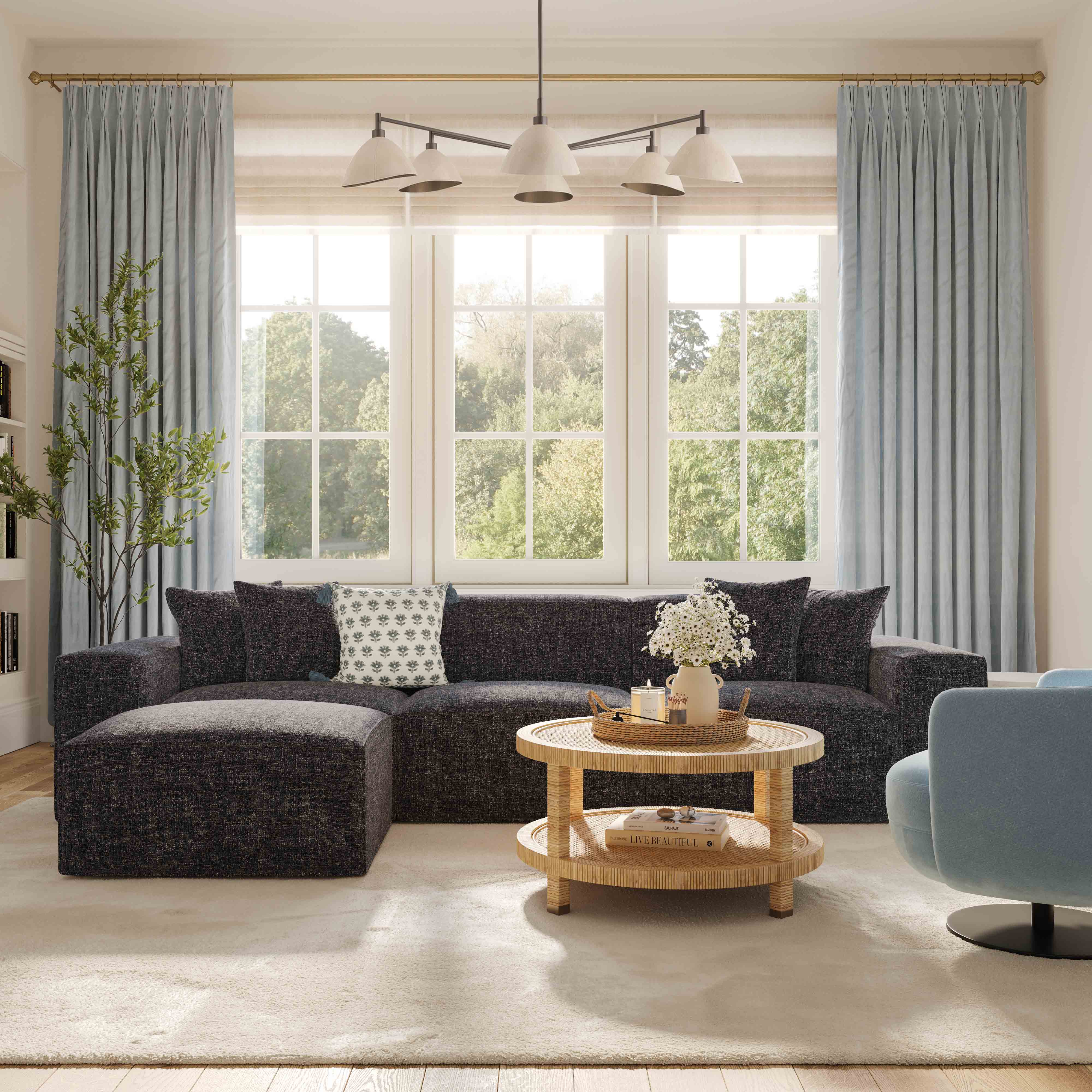 Mindy 4-Piece Performance Chenille Basketweave Modular Sectional - Luxe Home Furnishings (Jersey City, NJ)