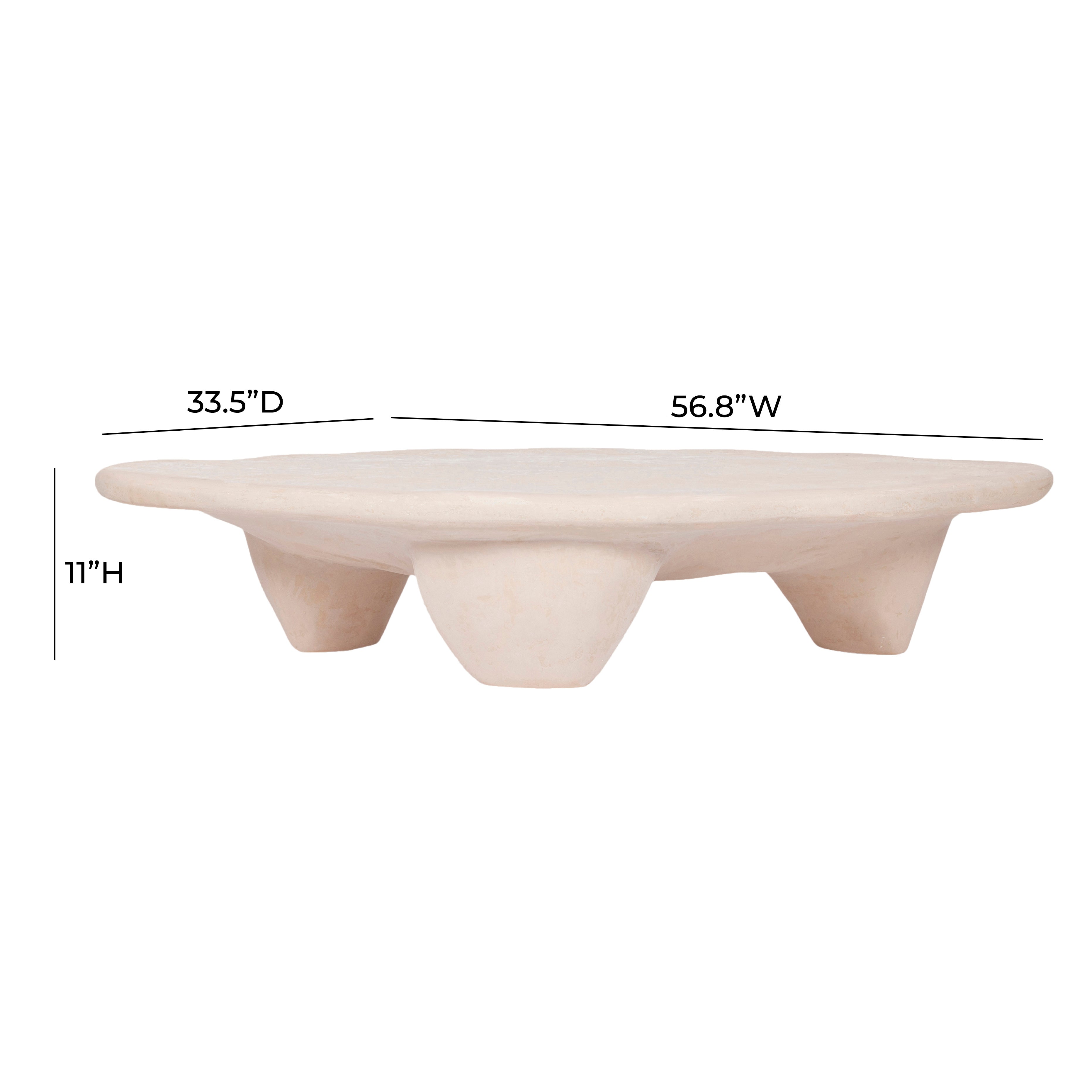 Athen 57" Nude Faux Stone Coffee Table - Luxe Home Furnishings (Jersey City, NJ)
