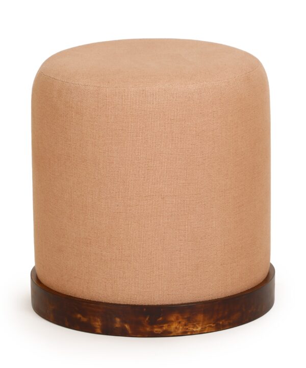 Como Burl and Peach Cotton Jute Contract-Grade Accent Stool - Luxe Home Furnishings (Jersey City, NJ)