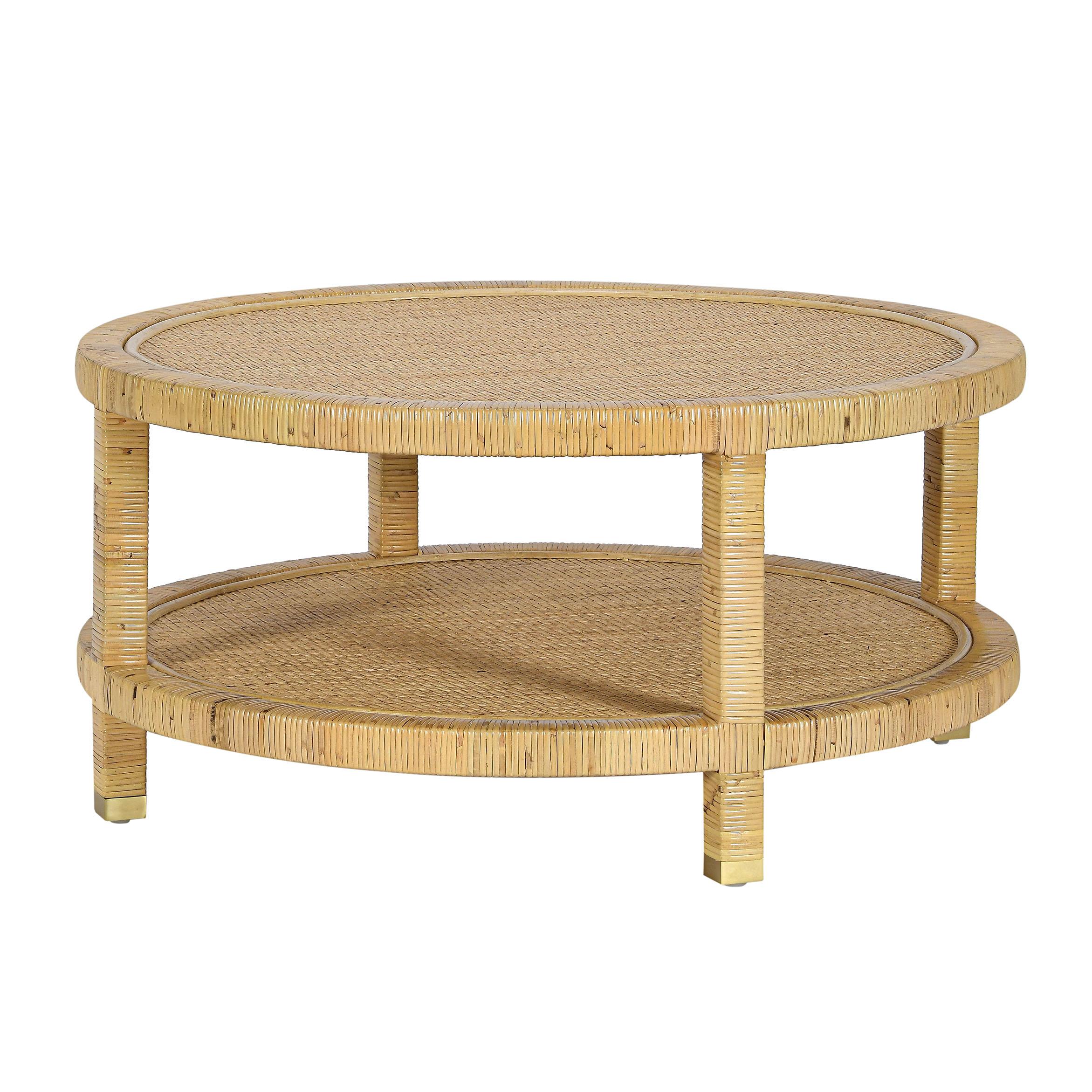Amara 33" Natural Rattan Round Coffee Table - Luxe Home Furnishings (Jersey City, NJ)