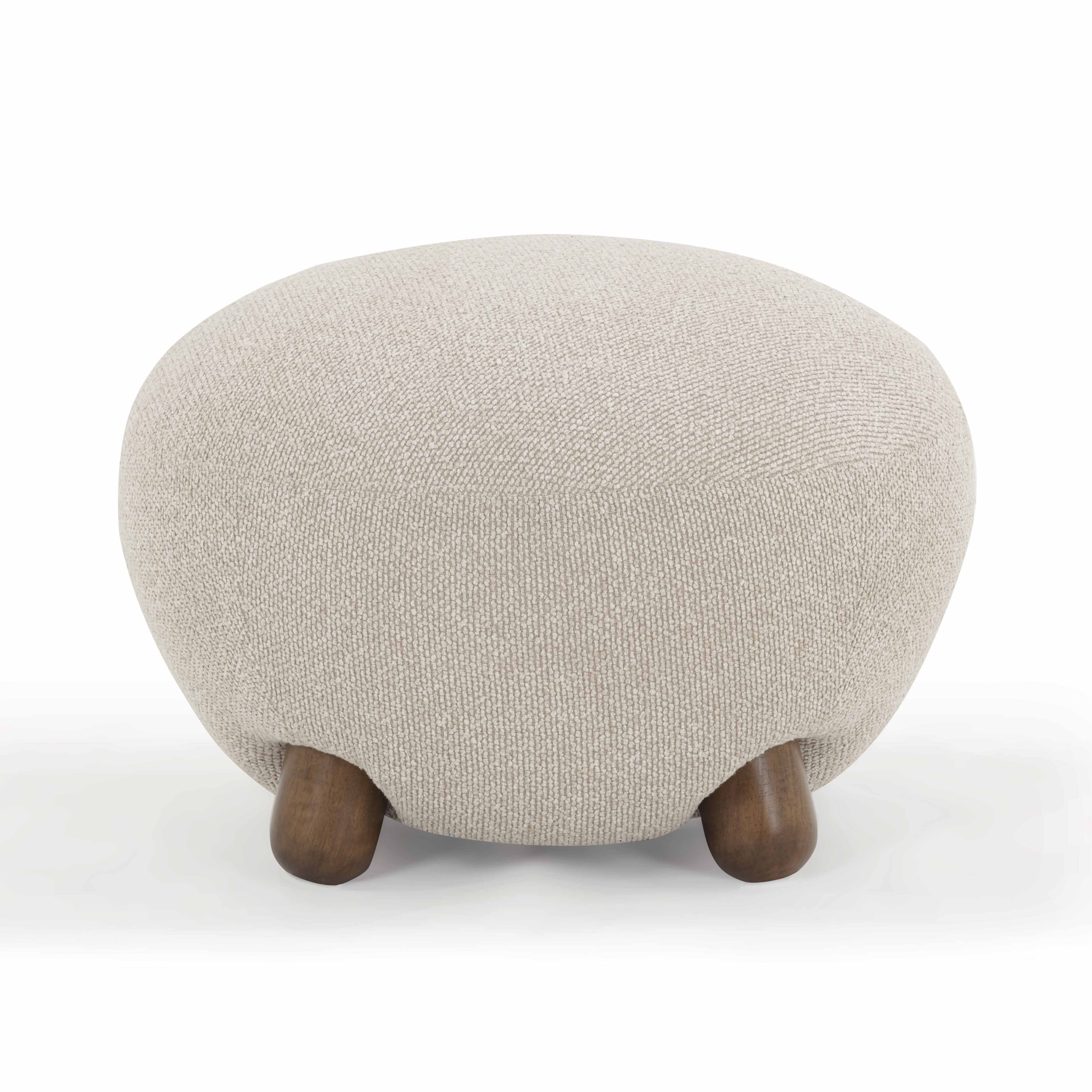 Pucker Warm Grey Performance Boucle Ottoman - Luxe Home Furnishings (Jersey City, NJ)