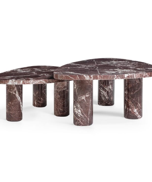 Libby 2-Piece Faux Red Levanto Marble Indoor/Outdoor Nesting Coffee Table Set - Luxe Home Furnishings (Jersey City, NJ)