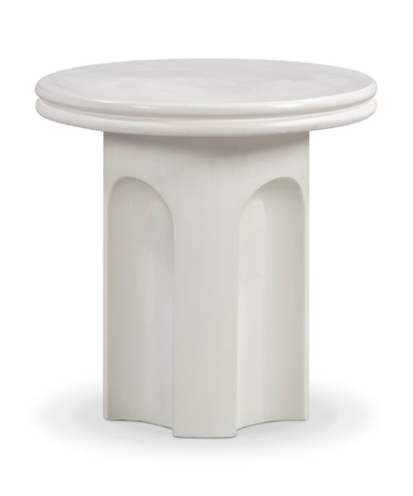 Cassandra Ivory Indoor/Outdoor Concrete Side Table - Luxe Home Furnishings (Jersey City, NJ)
