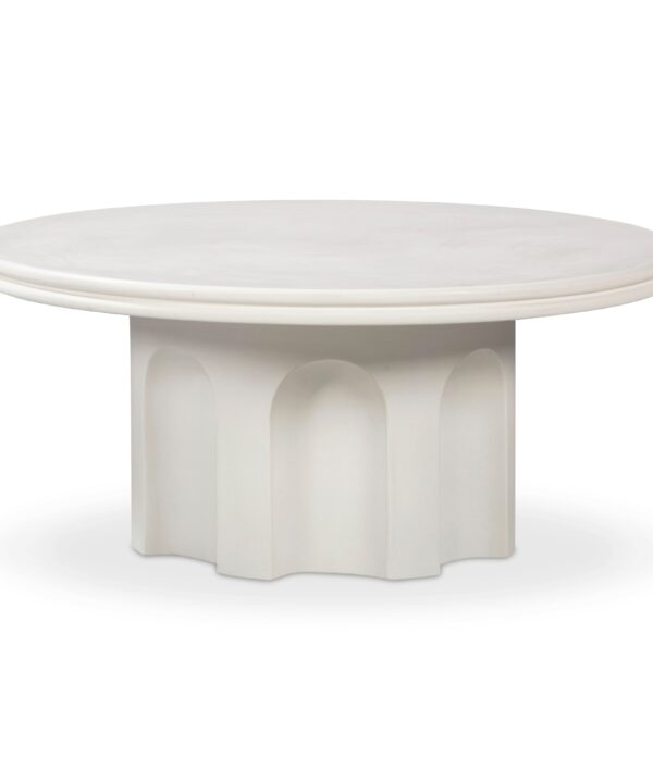 Cassandra 38" Ivory Indoor/Outdoor Concrete Round Coffee Table - Luxe Home Furnishings (Jersey City, NJ)