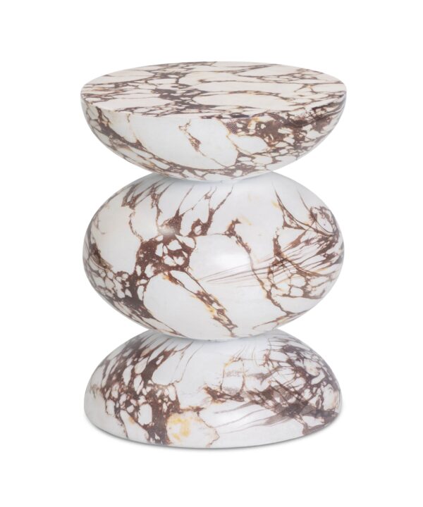 Pia Red Faux Marble Indoor/Outdoor Concrete Side Table - Luxe Home Furnishings (Jersey City, NJ)