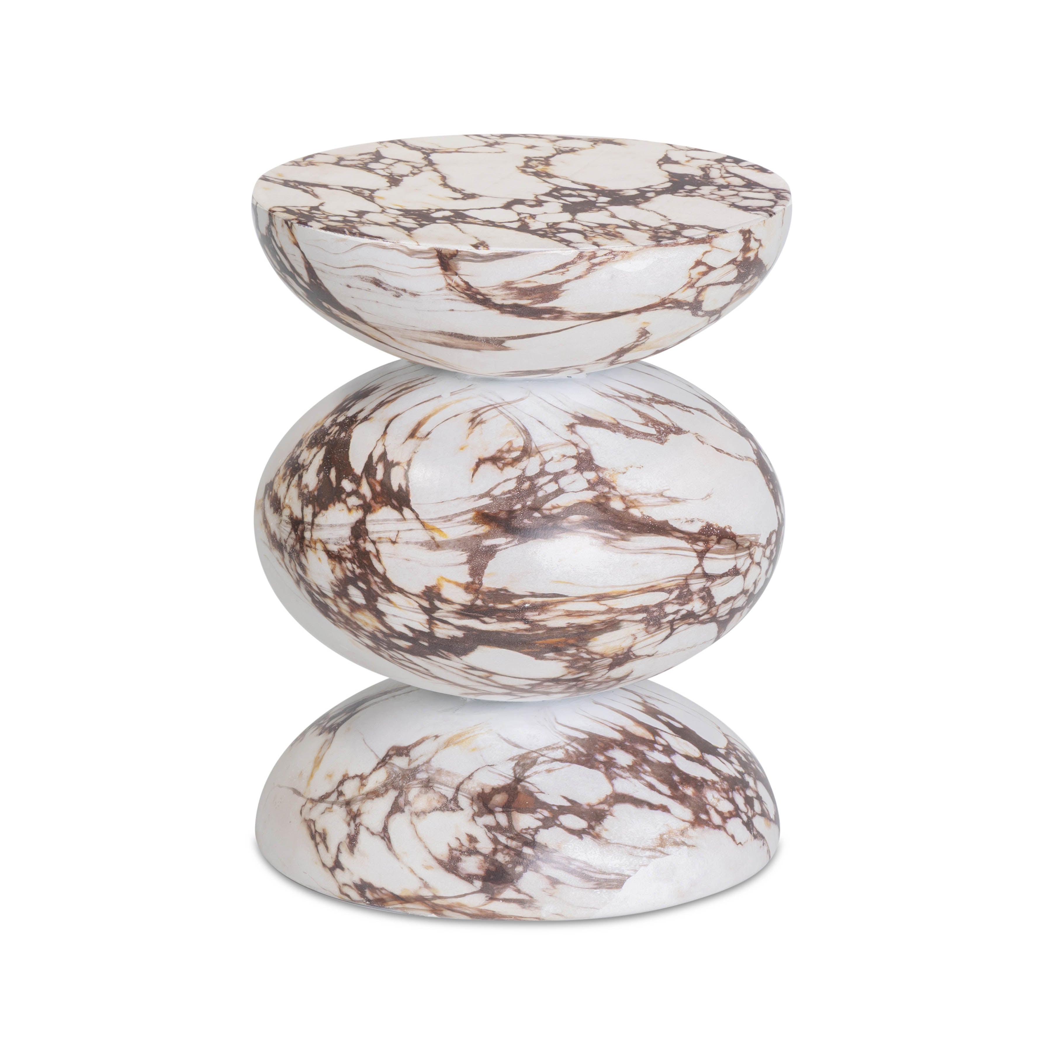 Pia Red Faux Marble Indoor/Outdoor Concrete Side Table - Luxe Home Furnishings (Jersey City, NJ)