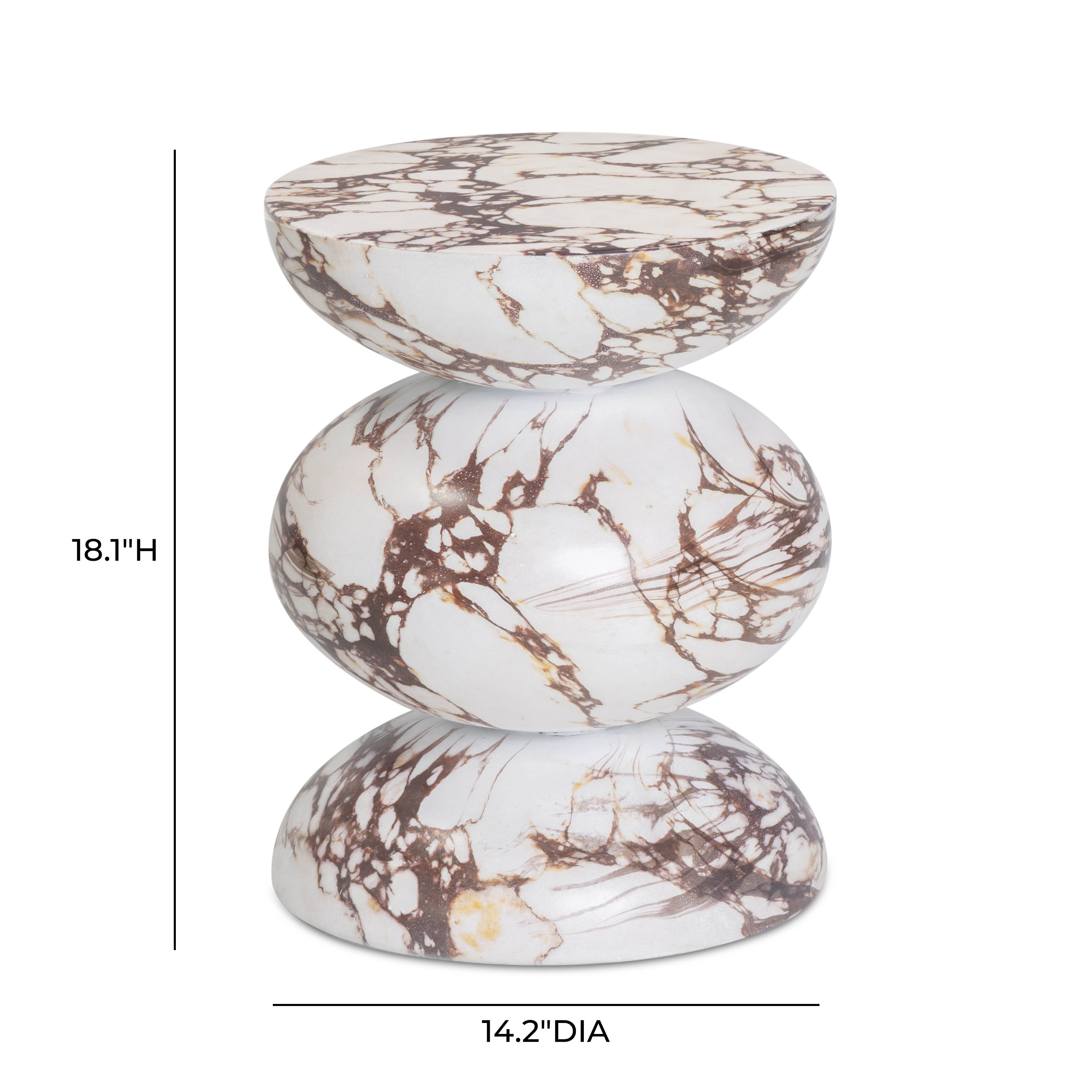 Pia Red Faux Marble Indoor/Outdoor Concrete Side Table - Luxe Home Furnishings (Jersey City, NJ)
