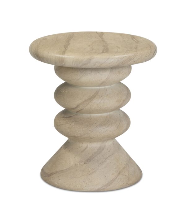 Hyre Faux Travertine Indoor/Outdoor Concrete Side Table - Luxe Home Furnishings (Jersey City, NJ)