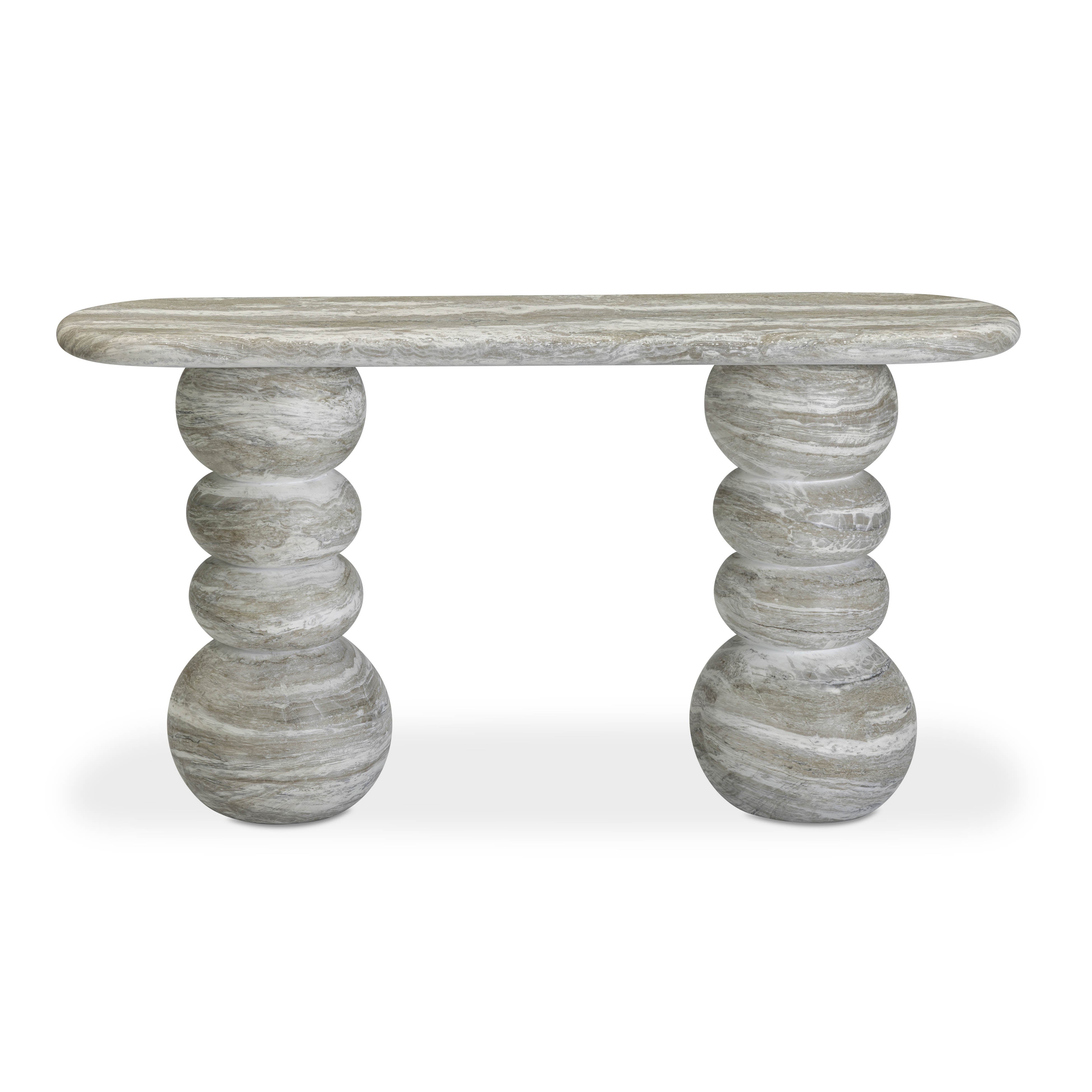 Hyre 59" Faux Stone Indoor/Outdoor Concrete Console Table - Luxe Home Furnishings (Jersey City, NJ)