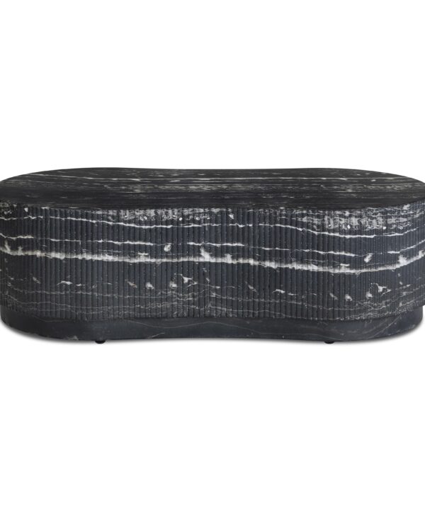 Hades 47" Black Faux Marble Indoor/Outdoor Concrete Coffee Table - Luxe Home Furnishings (Jersey City, NJ)