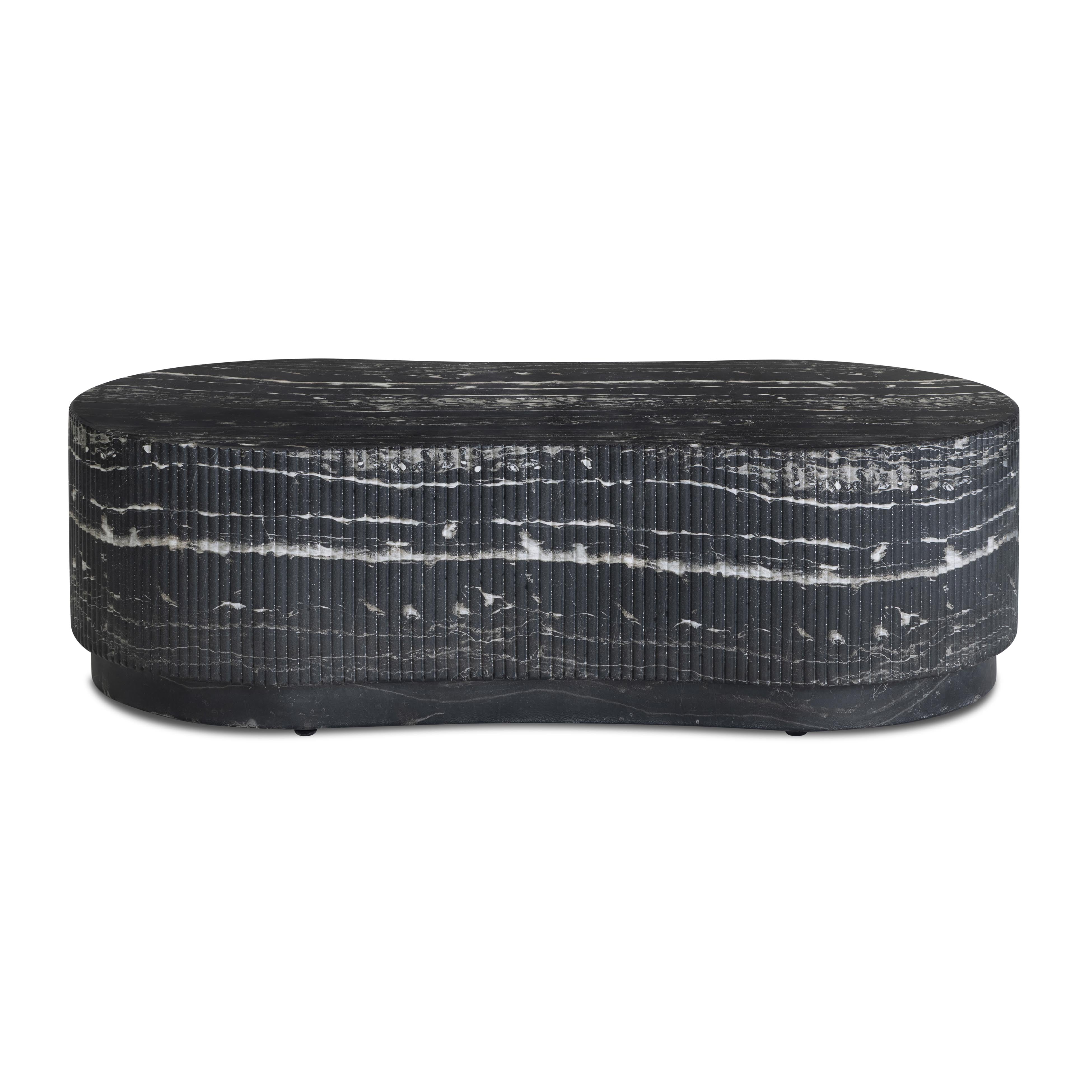 Hades 47" Black Faux Marble Indoor/Outdoor Concrete Coffee Table - Luxe Home Furnishings (Jersey City, NJ)