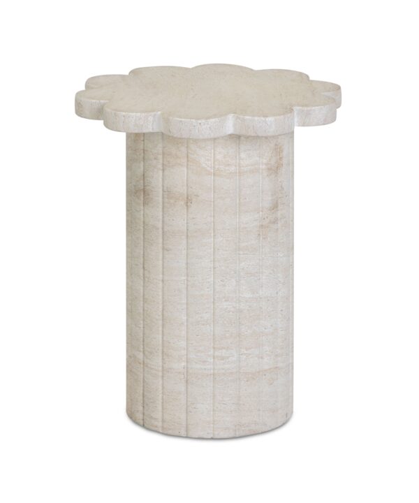 Blossom Faux Travertine Indoor/Outdoor Concrete Side Table - Luxe Home Furnishings (Jersey City, NJ)