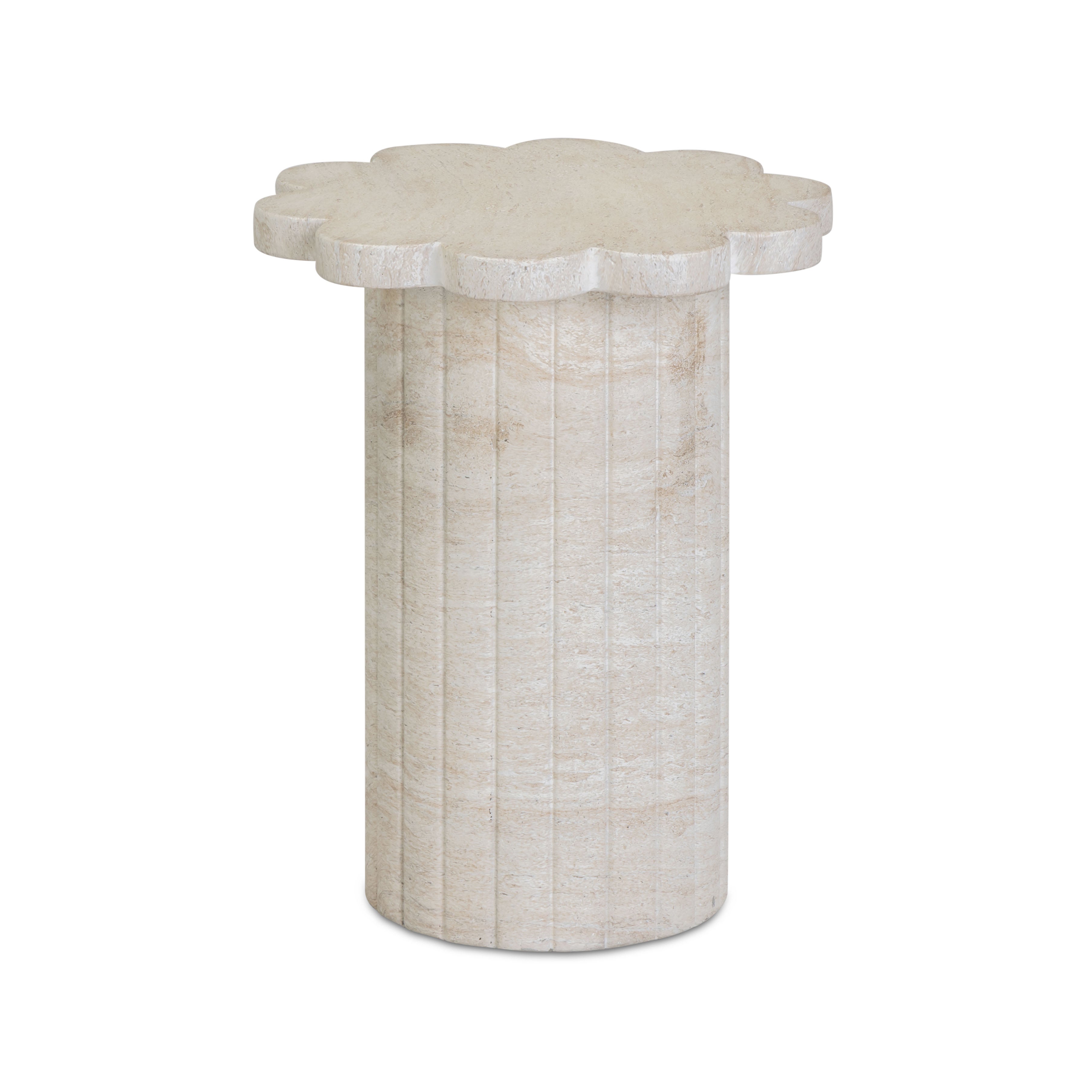 Blossom Faux Travertine Indoor/Outdoor Concrete Side Table - Luxe Home Furnishings (Jersey City, NJ)
