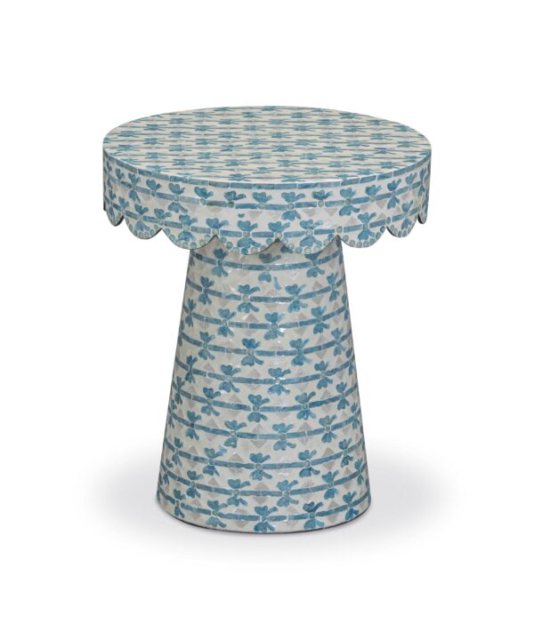 Lady Blue Ribbon Capiz Shell Round Side Table - Luxe Home Furnishings (Jersey City, NJ)
