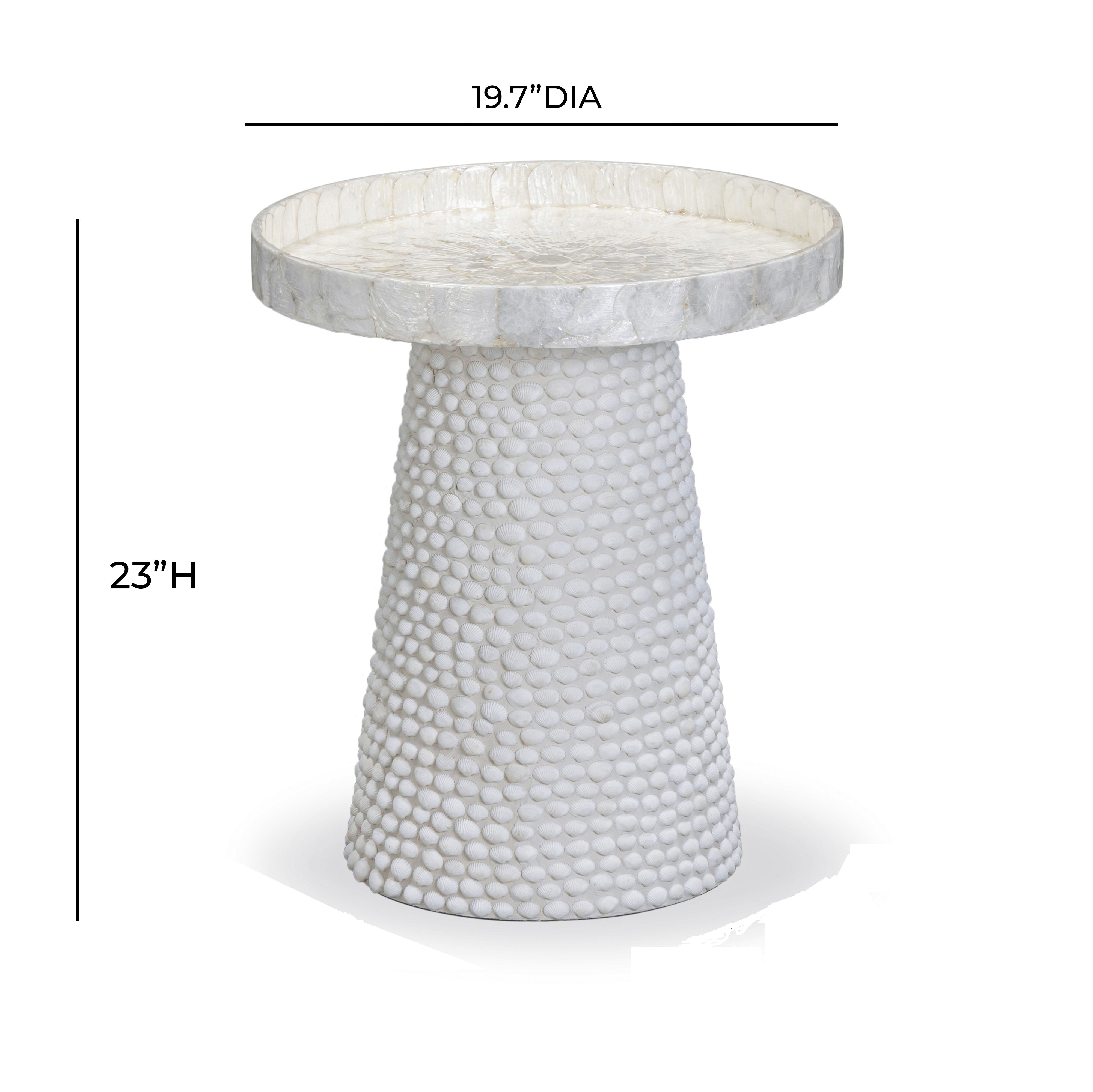 Coast Pearl White Seashell Round Side Table - Luxe Home Furnishings (Jersey City, NJ)