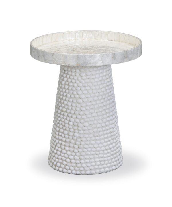 Coast Pearl White Seashell Round Side Table - Luxe Home Furnishings (Jersey City, NJ)