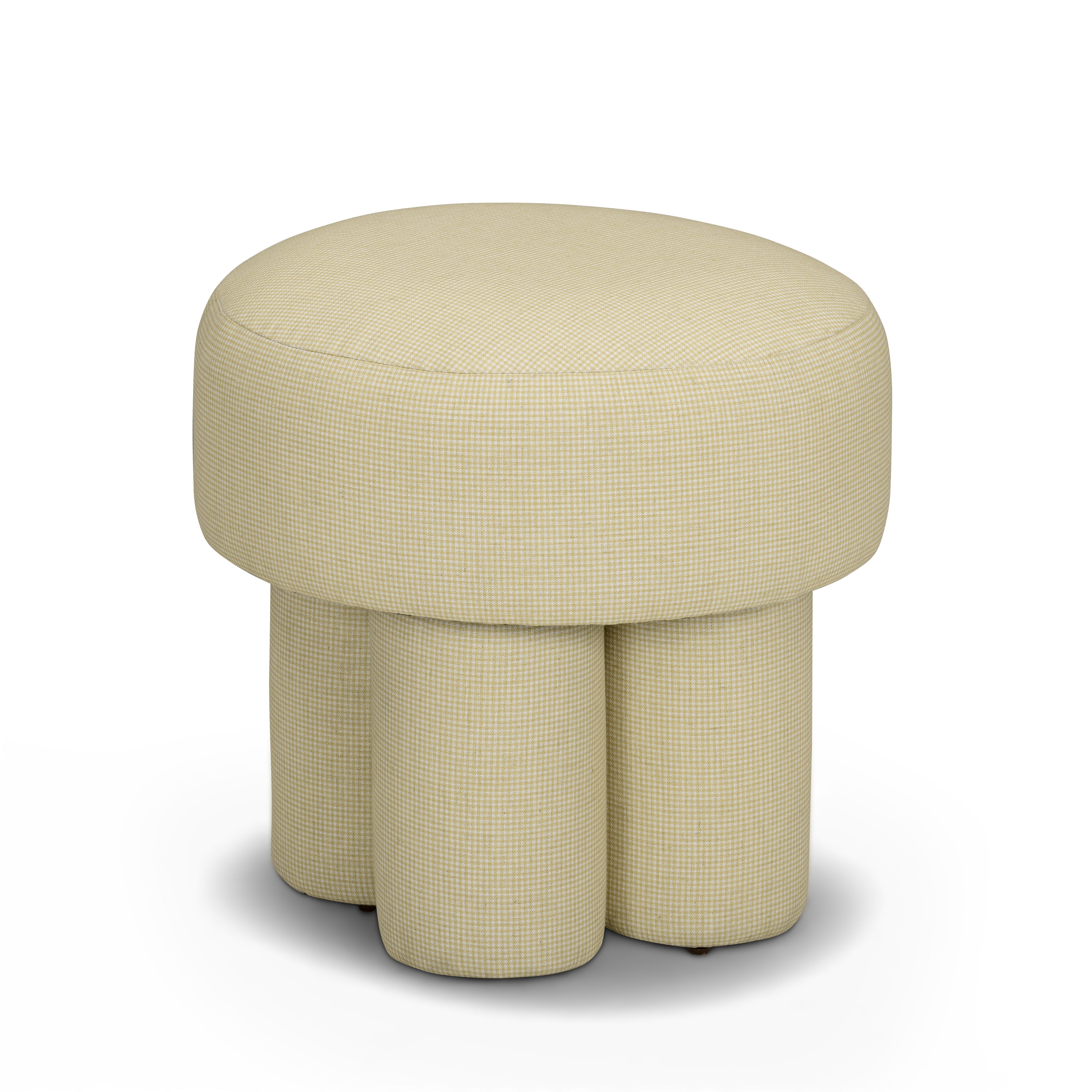 Masha Yellow Homespun Plaid Performance Linen Accent Stool - Luxe Home Furnishings (Jersey City, NJ)