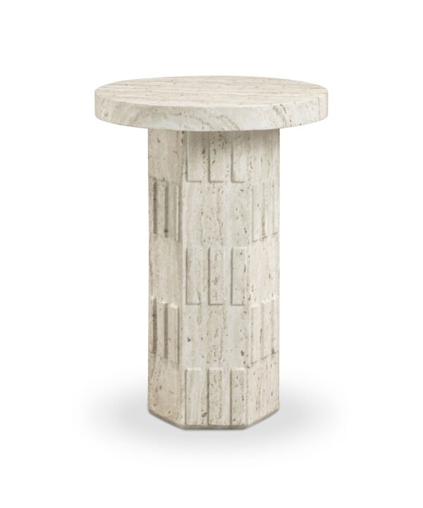 Asta Faux Travertine Indoor/Outdoor Concrete Side Table - Luxe Home Furnishings (Jersey City, NJ)
