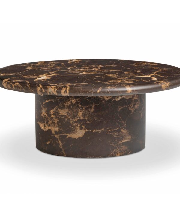 Byron 36" Dark Brown Faux Marble Indoor/Outdoor Concrete Round Coffee Table - Luxe Home Furnishings (Jersey City, NJ)