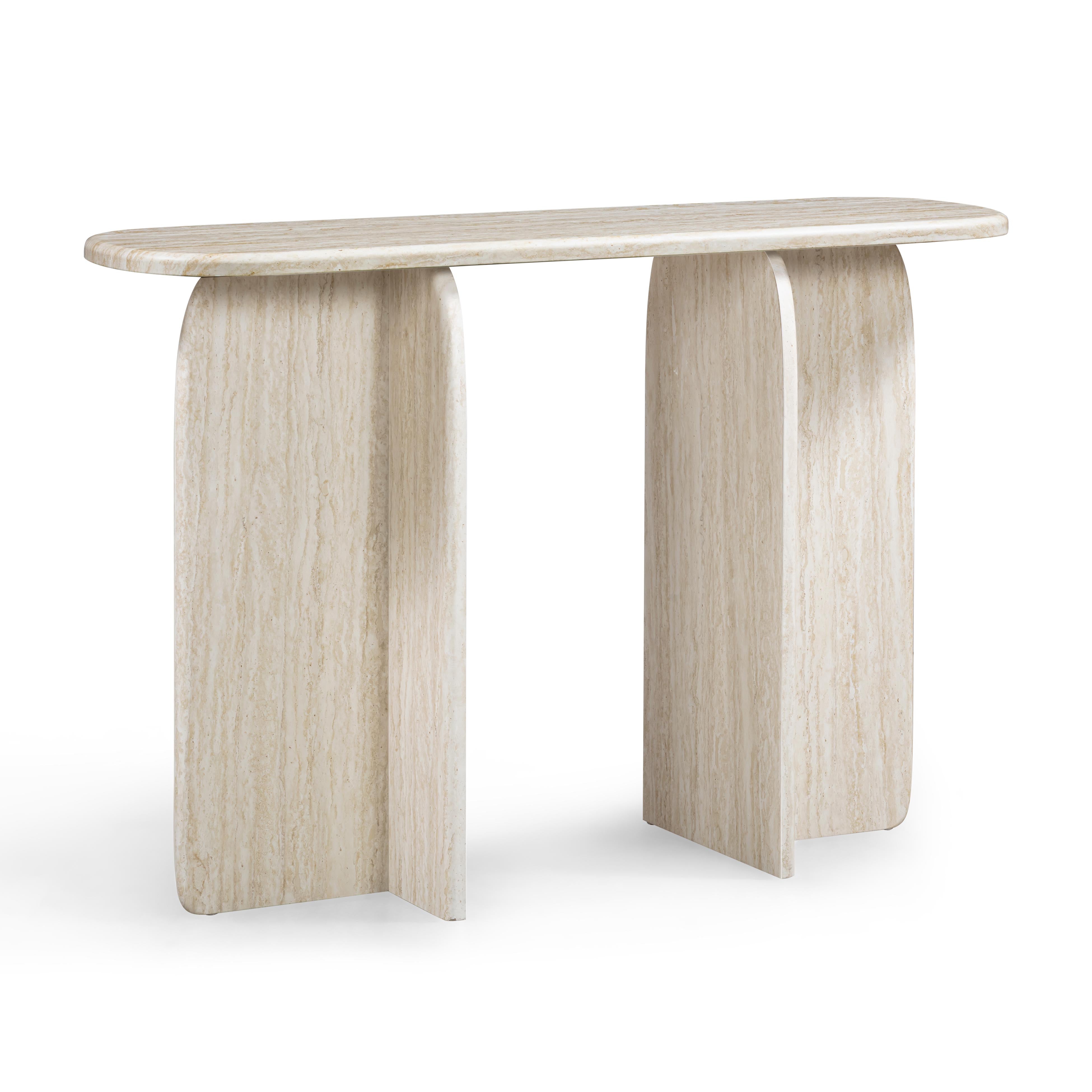 Clementine 48" Faux Travertine Console Table - Luxe Home Furnishings (Jersey City, NJ)
